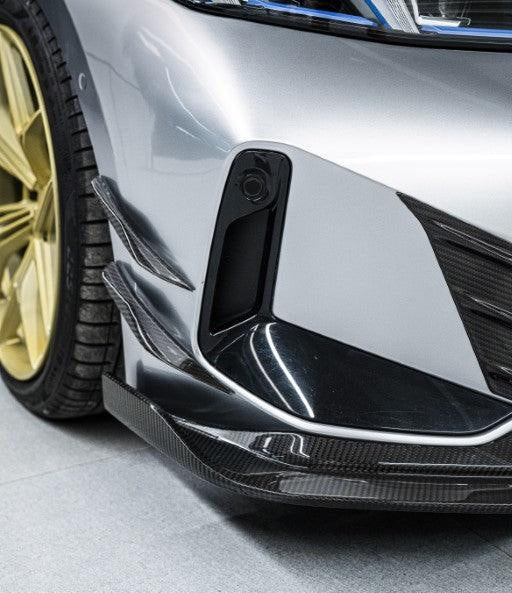 BMW 3 Series 330i (with M-package bumper, does not fit base model) M340i G20 G21 LCI 2023 2024 with Aftermarket Parts - V2 Style Front Canards Pre-preg Carbon Fiber from Karbel Carbon