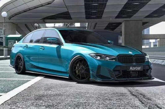 BMW 3 Series 330i (with M-package bumper, does not fit base model) M340i G20 G21 LCI 2023 2024 with Aftermarket Parts - V2 Style Front Lip Pre-preg Carbon Fiber from Karbel Carbon