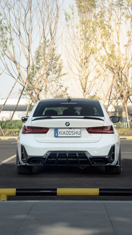 BMW 3 Series M340i 330i (With M-Package Bumper, does not fit base model) LCI G20 G21 2023-ON with Aftermarket Parts - AE V3 Style Rear Diffuser & Canards ABS from ArmorExtend