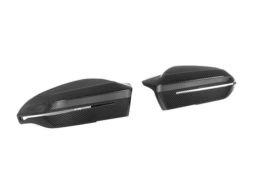 BMW 5 Series 530 540 & i5 e/x Drive40 M60 G60 G61 2024-ON LHD (Left Hand Drive) with Aftermarket Parts - M5 Style / LHD & M5 Style / RHD Replacement Mirror Caps Pre-preg Carbon Fiber from Aero Republic