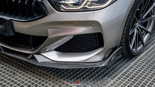 BMW 8 Series M850i 840i (With M-Package Bumper) G14 G15 G16 2018 2019 2020 2021 2022 2023 2024 with Aftermarket Parts - AE Style Front Lip Carbon Fiber from ArmorExtend