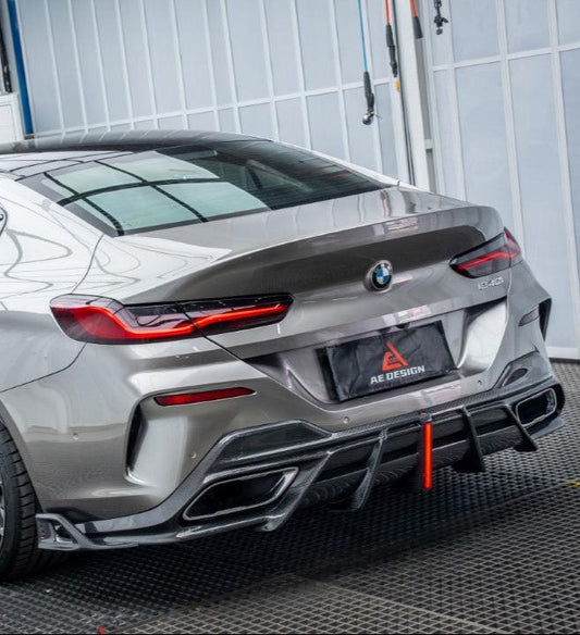 BMW 8 Series M850i 840i (With M-Package Bumper) G14 G15 G16 2018 2019 2020 2021 2022 2023 2024 with Aftermarket Parts - AE Rear Diffuser & Canards Carbon Fiber from ArmorExtend