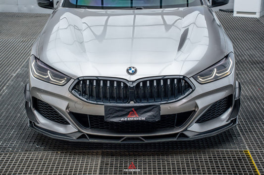BMW 8 Series M850i 840i (With M-Package Bumper) G14 G15 G16 2018 2019 2020 2021 2022 2023 2024 with Aftermarket Parts - AE Style Front Lip Carbon Fiber from ArmorExtend