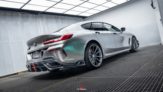 BMW 8 Series M850i 840i (With M-Package Bumper) G14 G15 G16 2018 2019 2020 2021 2022 2023 2024 with Aftermarket Parts - AE Rear Diffuser & Canards Carbon Fiber from ArmorExtend