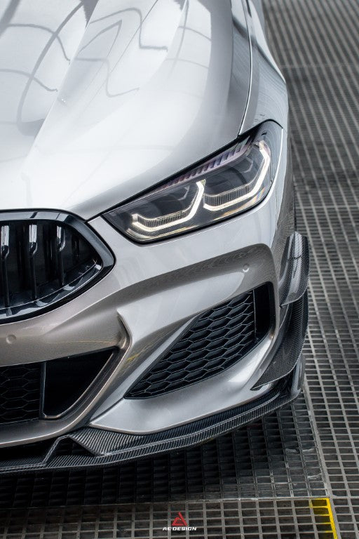 BMW 8 Series M850i 840i (With M-Package Bumper) G14 G15 G16 2018-ON with Aftermarket Parts - AE Style Carbon Fiber Front Canards from ArmorExtend