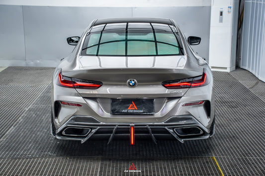 BMW 8 Series M850i 840i (With M-Package Bumper) G14 G15 G16 2018 2019 2020 2021 2022 2023 2024 with Aftermarket Parts - AE Rear Diffuser & Canards Carbon Fiber from ArmorExtend