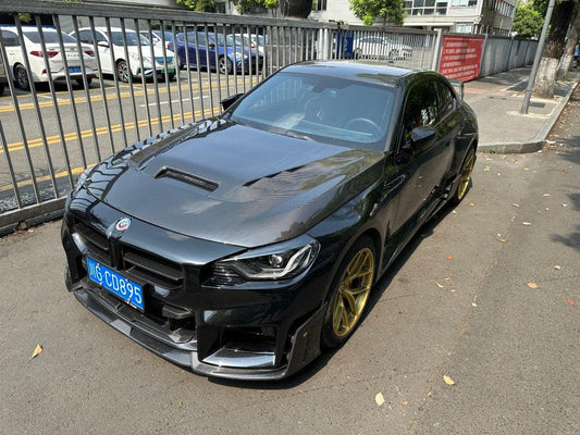 BMW M2 / C G87 2023 2024 & 2 Series 230i M240i G42 2022 2023 2024 with Aftermarket Parts - AE Style Hood Bonnet Double-sided Carbon Fiber from ArmorExtend