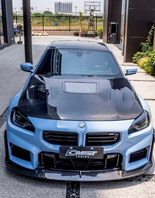 BMW M2 / M2C G87 2023 2024 & 2 Series M240 230 G42 2022 2023 2024 with Aftermarket Parts - V1 Tempered Clearview Glass Style Hood Bonnet Carbon Fiber / FRP from CMST Tuning