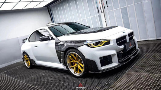 BMW M2 & M2C G87 2023 2024 with Aftermarket Parts - AE V2 Style Front Fenders Carbon Fiber from ArmorExtend
