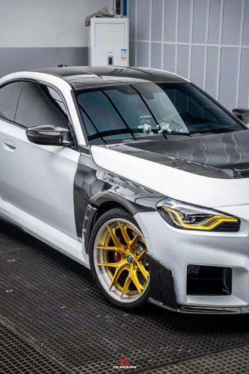 BMW M2 & M2C G87 2023 2024 with Aftermarket Parts - AE V2 Style Front Fenders Carbon Fiber from ArmorExtend