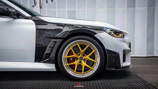 BMW M2 & M2C G87 2023 2024 with Aftermarket Parts - AE V2 Style Front Fenders Carbon Fiber from ArmorExtend