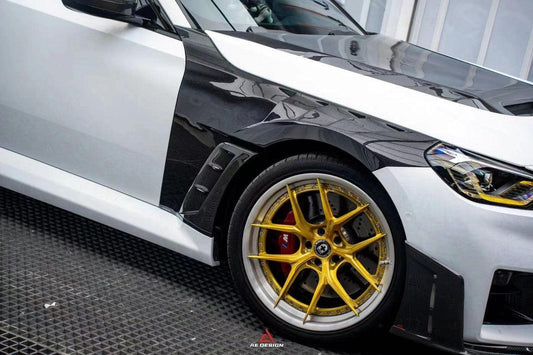 BMW M2 & M2C G87 2023 2024 with Aftermarket Parts - AE V2 Style Front Fenders Carbon Fiber from ArmorExtend