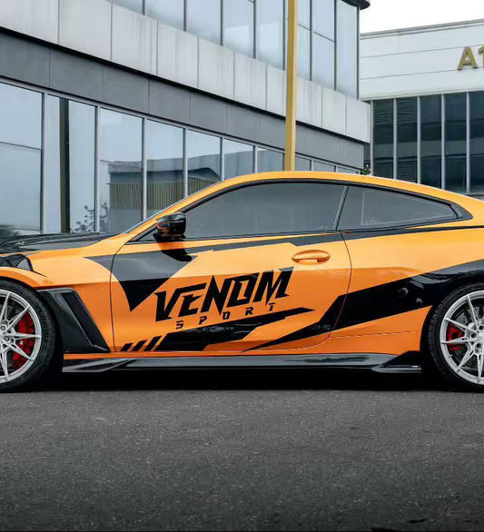 BMW M4 G82 G83 2021-ON with Aftermarket Parts - Venom Sport Series Style Side Skirts Dry Pre-preg Carbon Fiber from ArmorExtend