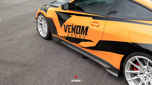BMW M4 G82 G83 2021-ON with Aftermarket Parts - Venom Sport Series Style Side Skirts Dry Pre-preg Carbon Fiber from ArmorExtend