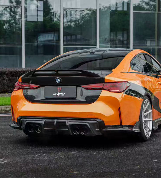 BMW M3 G80 G81 2021-ON M4 G82 G83 2021-ON with Aftermarket Parts - Venom Sport Series Style Rear Diffuser & Canards Dry Pre-preg Carbon Fiber from ArmorExtend