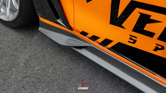 BMW M4 G82 G83 2021-ON with Aftermarket Parts - Venom Sport Series Style Side Skirts Dry Pre-preg Carbon Fiber from ArmorExtend