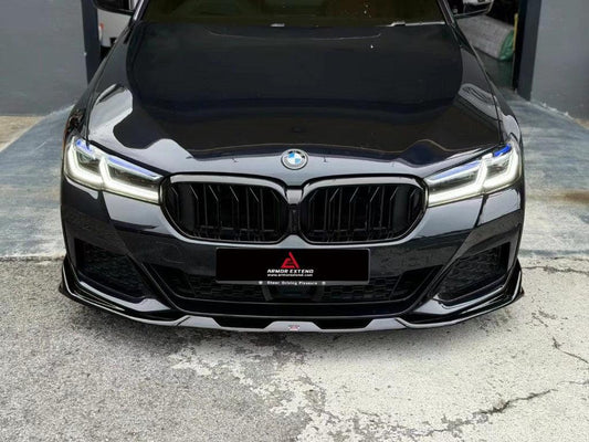 BMW 5 Series M550i 540i (With M-Package Bumper) G30 G31 LCI 2021 2022 2023 2024 with Aftermarket Parts - Plustic Style Front Lip ABS from ArmorExtend