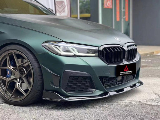 BMW 5 Series M550i 540i (With M-Package Bumper) G30 G31 LCI 2021 2022 2023 2024 with Aftermarket Parts - Plustic Style Front Lip ABS from ArmorExtend