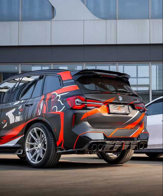 BMW X3M X3MC F97 (Fits Both Pre-LCI & LCI) 2019 2020 2021 2022 2023 2024 with Aftermarket Parts - AE V2 Style Rear Diffuser Carbon Fiber from ArmorExtend