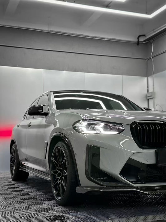 BMW X3M X3MC F97 LCI 2022-ON & X4M X4MC F98 LCI 2022-ON with Aftermarket Parts - Upper Valences Pre-preg Carbon Fiber from Karbel Carbon