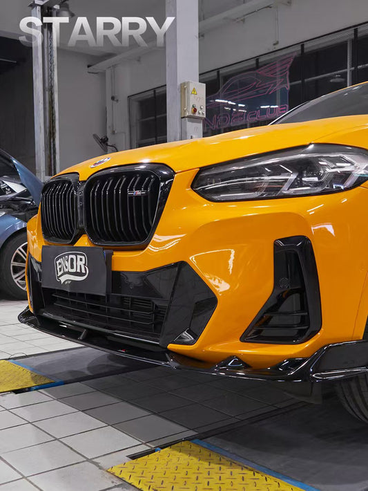 BMW X3 s/x Drive 30i (with M-Package Bumper) & M40i G01 LCI 2022 2023 2024 & X4 xDrive 30i (with M-Package Bumper) & M40i G02 LCI 2022 2023 2024 with Aftermarket Parts - Plustic Style Front Lip ABS from ArmorExtend