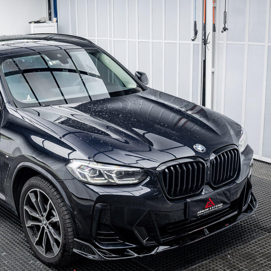 BMW X3 s/x Drive 30i (with M-Package Bumper) & M40i G01 LCI 2022 2023 2024 & X4 xDrive 30i (with M-Package Bumper) & M40i G02 LCI 2022 2023 2024 with Aftermarket Parts - Plustic Style Front Lip ABS from ArmorExtend