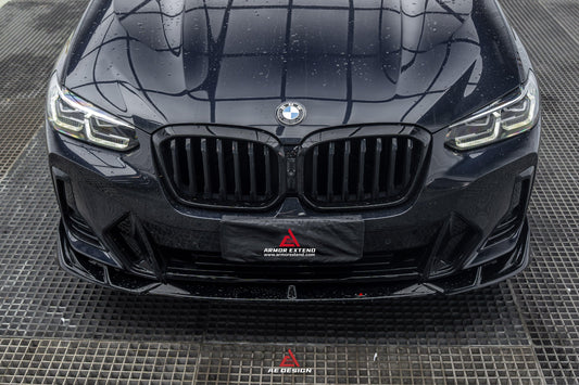 BMW X3 s/x Drive 30i (with M-Package Bumper) & M40i G01 LCI 2022 2023 2024 & X4 xDrive 30i (with M-Package Bumper) & M40i G02 LCI 2022 2023 2024 with Aftermarket Parts - Plustic Style Front Lip ABS from ArmorExtend