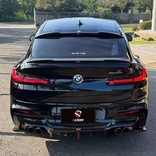 BMW X4M X4MC F98 (Fits Both Pre-LCI & LCI) 2019 2020 2021 2022 2023 2024 & X4 G02 (Fits Both Pre-LCI & LCI) 2019 2020 2021 2022 2023 2024 with Aftermarket Parts - Rear Roof Spoiler Pre-preg Carbon Fiber from Karbel Carbon