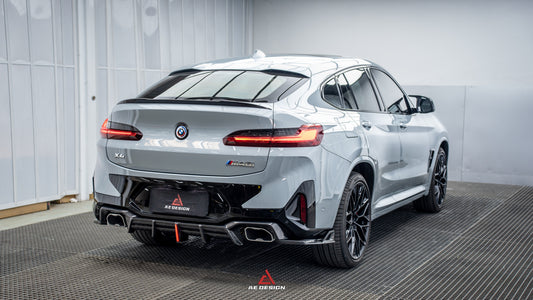 BMW X4 xDrive 30i (with M-Package Bumper) & M40i G02 LCI 2022 2023 2024 with Aftermarket Parts - AE Style Diffuser & Canards Carbon Fiber from?ArmorExtend