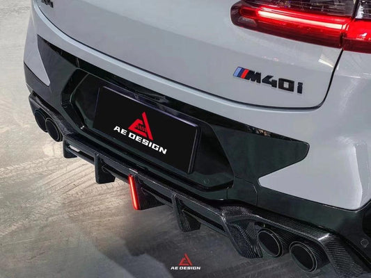 BMW X4 xDrive 30i (with M-Package Bumper) & M40i G02 LCI 2022 2023 2024 with Aftermarket Parts - AE Style Diffuser & Canards Carbon Fiber from ArmorExtend