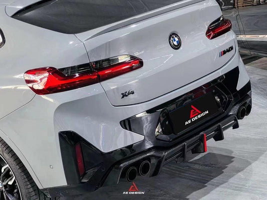 BMW X4 xDrive 30i (with M-Package Bumper) & M40i G02 LCI 2022 2023 2024 with Aftermarket Parts - AE Style Diffuser & Canards Carbon Fiber from ArmorExtend