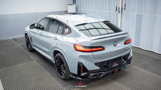 BMW X4 xDrive 30i (with M-Package Bumper) & M40i G02 LCI 2022 2023 2024 with Aftermarket Parts - AE Style Diffuser & Canards Carbon Fiber from?ArmorExtend