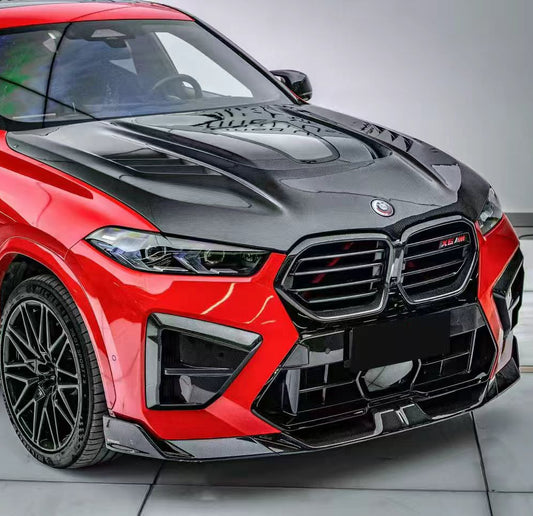 BMW X5 M60i M50i xDrive50e x/sDrive40i G05 (Fits Both Pre-LCI & LCI) & X5M X5MC F95 (Fits Both Pre-LCI & LCI) & X6 M60I xDrive40i G06 (Fits Pre-LCI & LCI) & X6M X6MC F96 (Fits Pre-LCI & LCI) 2020-ON with Aftermarket Parts - ART Vented Transparent Glass V2 Style Hood Dry Pre-preg Carbon Fiber from ArmorExtend