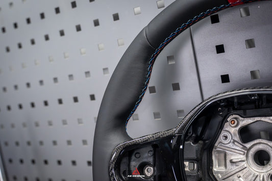 BMW M3 G80 G81 2021 2022 2023 2024 & M4 G82 G83 2021 2022 2023 2024 with Aftermarket Parts - AE Style Steering Wheel Carbon Fiber & Black Leather from ArmorExtend