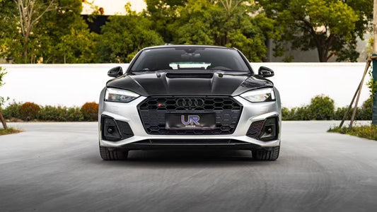 Audi RS5 S5 A5 B9 B9.5 2017-ON with Aftermarket Parts - V2 Tempered Glass Transparent Hood Bonnet Carbon Fiber / FRP from CMST Tuning