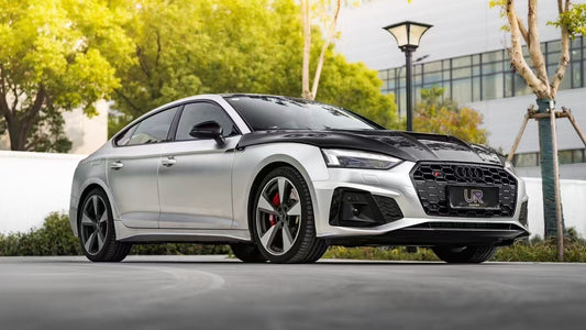 Audi RS5 S5 A5 B9 B9.5 2017-ON with Aftermarket Parts - V2 Tempered Glass Transparent Hood Bonnet Carbon Fiber / FRP from CMST Tuning