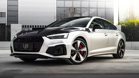 Audi RS5 S5 A5 B9 B9.5 2017-ON with Aftermarket Parts - V2 Tempered Glass Transparent Hood Bonnet Carbon Fiber / FRP from CMST Tuning