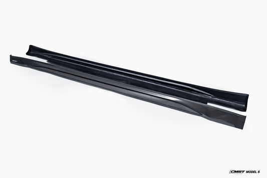Tesla Model S 2nd Gen late 2016-early 2021 with Aftermarket Parts - V2 Style Side Skirts Carbon Fiber / FRP from CMST Tuning