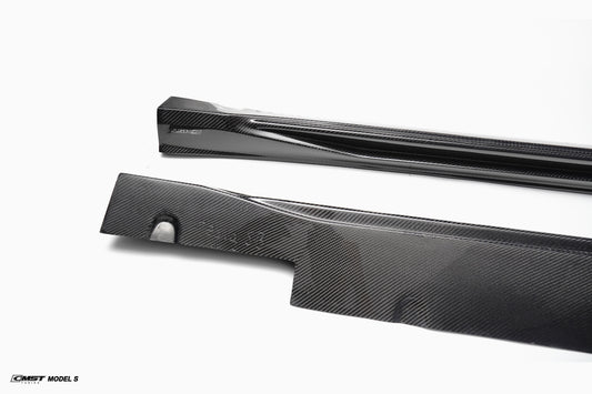 Tesla Model S 2nd Gen late 2016-early 2021 with Aftermarket Parts - V2 Style Side Skirts Carbon Fiber / FRP from CMST Tuning
