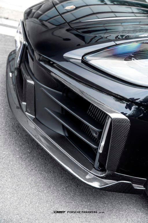 Porsche Panamera 976 Base 4 4S E-Hybird 2024 with Aftermarket Parts - Front Lip FRP / Pre-preg Carbon Fiber from CMST Tuning