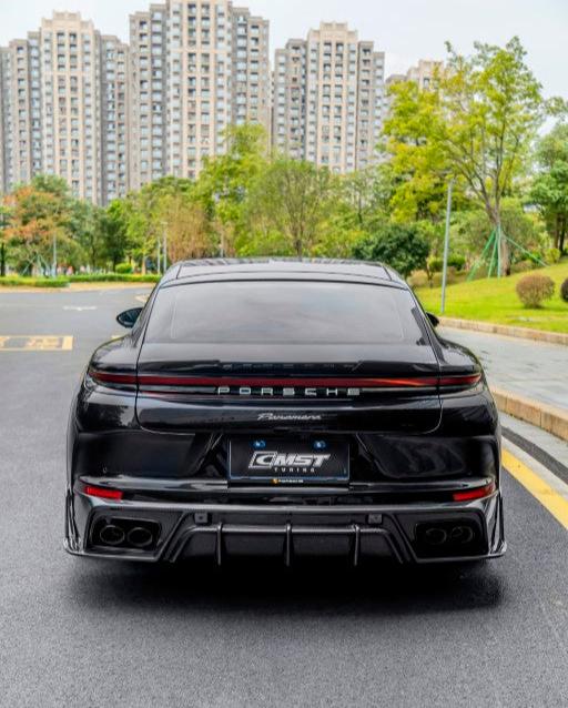 Porsche Panamera 976 Base 4 4S E-Hybird GTS Turbo 2024 with Aftermarket Parts - Front Lip FRP / Pre-preg Carbon Fiber from CMST Tuning