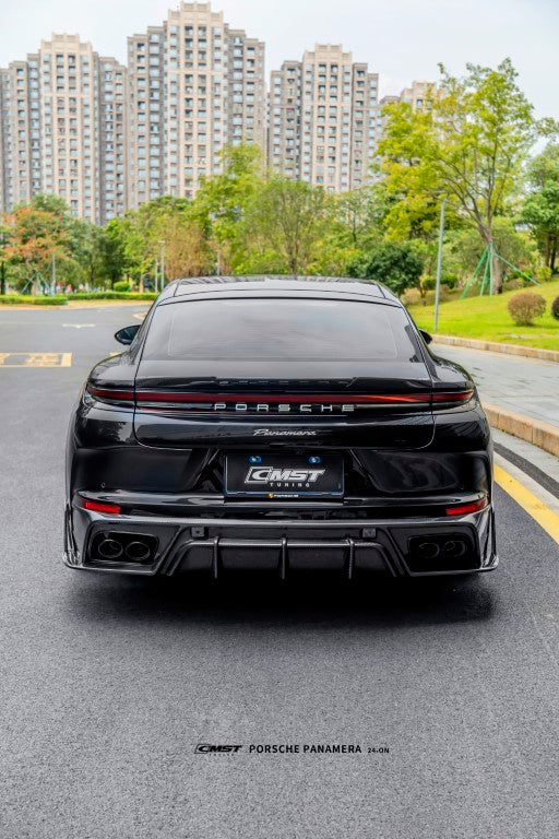 Porsche Panamera 976 Base 4 4S E-Hybird 2024 (suitable for GTS and Turbo if active spoiler is deactivated) with Aftermarket Parts - Rear Spoiler FRP / Pre-preg Carbon Fiber from CMST Tuning