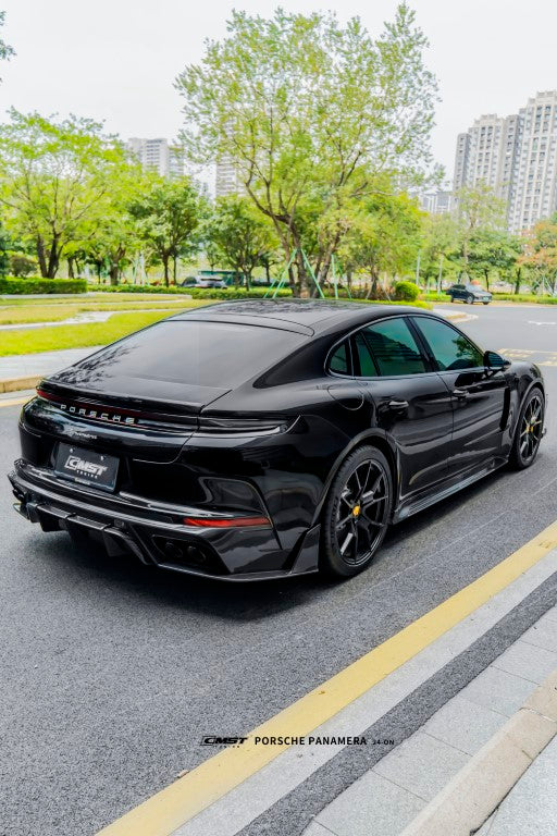 Porsche Panamera 976 Base 4 4S E-Hybird 2024 (suitable for GTS and Turbo if active spoiler is deactivated) with Aftermarket Parts - Rear Spoiler FRP / Pre-preg Carbon Fiber from CMST Tuning