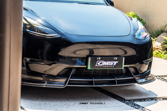 Tesla Model Y Performance AWD Long Range RWD Standard 2020 2021 2022 2023 2024 with Aftermarket Parts - Front Lip FRP / Carbon Fiber from CMST Tuning