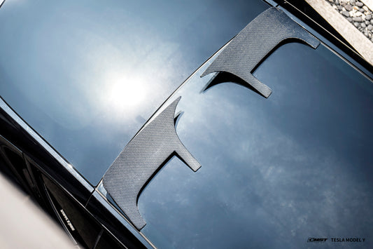 Tesla Model Y Performance AWD Long Range RWD Standard 2020 2021 2022 2023 2024 with Aftermarket Parts - Roof Spoiler FRP / Carbon Fiber from CMST Tuning
