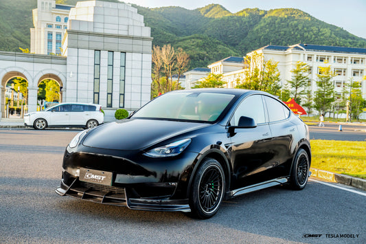 Tesla Model Y Performance AWD Long Range RWD Standard 2020 2021 2022 2023 2024 with Aftermarket Parts - Front Lip FRP / Carbon Fiber from CMST Tuning