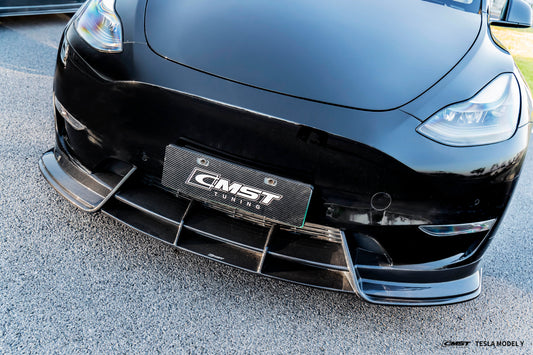 Tesla Model Y Performance AWD Long Range RWD Standard 2020 2021 2022 2023 2024 with Aftermarket Parts - Front Lip FRP / Carbon Fiber from CMST Tuning