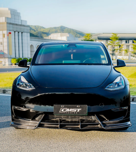 Tesla Model Y Performance AWD Long Range RWD Standard 2020 2021 2022 2023 2024 with Aftermarket Parts - Front Lip FRP / Carbon Fiber from CMST Tuning