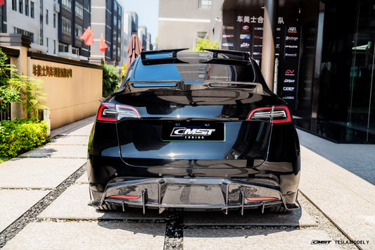 Tesla Model Y Performance AWD Long Range RWD Standard 2020 2021 2022 2023 2024 with Aftermarket Parts - Roof Spoiler FRP / Carbon Fiber from CMST Tuning