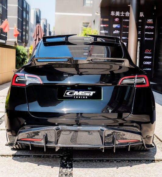 Tesla Model Y Performance AWD Long Range RWD Standard 2020 2021 2022 2023 2024 with Aftermarket Parts - Rear Diffuser FRP / Carbon Fiber from CMST Tuning